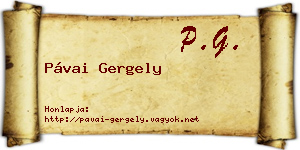 Pávai Gergely névjegykártya