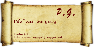 Pávai Gergely névjegykártya